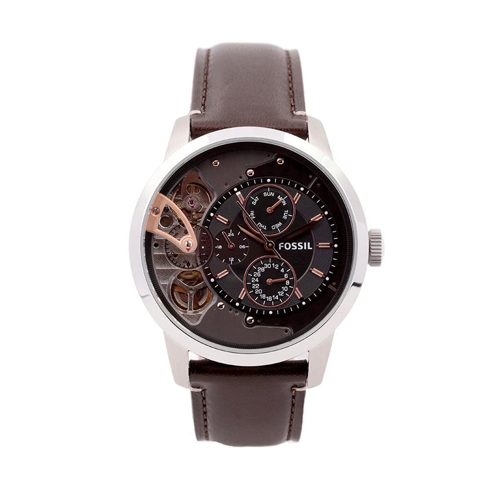 Fossil Townsman Automatic Black Dial Brown Leather Strap Watch for Men - ME1163 Buy Now By Fossil