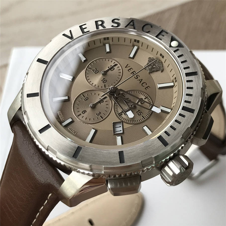 Versace Casual Chronograph Grey Dial Brown Leather Strap Watch for Men - VERG001-18 Buy Now By Versace