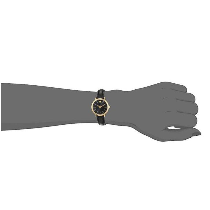 Movado Ultra Slim Black Dial Black Leather Strap Watch For Women - 0607095 Buy Now By Movado