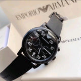 Emporio Armani Luigi Chronograph Black Dial Black Leather Strap Watch For Men - AR11133 Buy Now By Emporio Armani