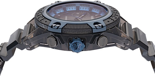 Versace icon Active Chronograph Black Dial Black Silicone Strap Watch For Men - VEZ700622 Buy Now By Versace