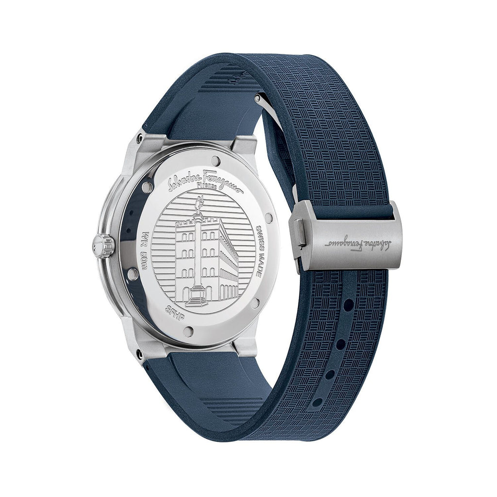Salvatore Ferragamo Sapphire Blue Dial Blue Rubber Strap Watch for Men - SFHP00120 Buy Now By Salvatore Ferragamo