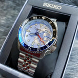 Seiko 5 Sports Automatic GMT SKX Sports Style Asia Exclusive Limited Edition Ice Blue Dial Silver Steel Strap Watch For Men - SSK029K1 Buy Now By Seiko