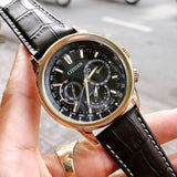 Citizen Eco Drive Calendrier Black Dial Brown Leather StrapWatch For Men - BU2023-12E Buy Now By Citizen