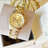 Michael Kors Ritz Chronograph Gold Dial Gold Steel Strap Watch For Women - MK6597 Buy Now By Michael Kors