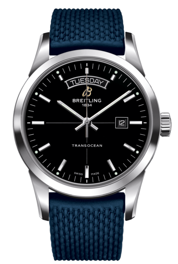 Breitling Transocean Day & Date 42mm Automatic Black Dial Blue Mesh Bracelet Mens Watch - A4531012/BB69/280S/ A20S.1 Buy Now By Breitling