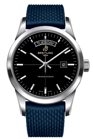 Breitling Transocean Day & Date 42mm Automatic Black Dial Blue Mesh Bracelet Mens Watch - A4531012/BB69/280S/ A20S.1 Buy Now By Breitling
