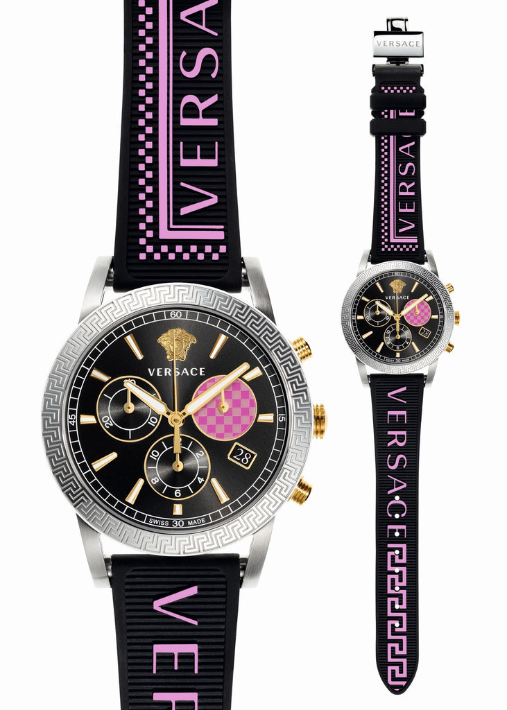 Versace Sport Tech Chronograph Black Dial Black Rubber Strap Watch for Women - VELT00619 Buy Now By Versace