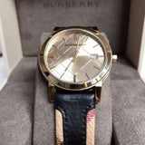 Burberry The City Gold Dial Black Leather Strap Watch for Men - BU9032 Buy Now By Burberry