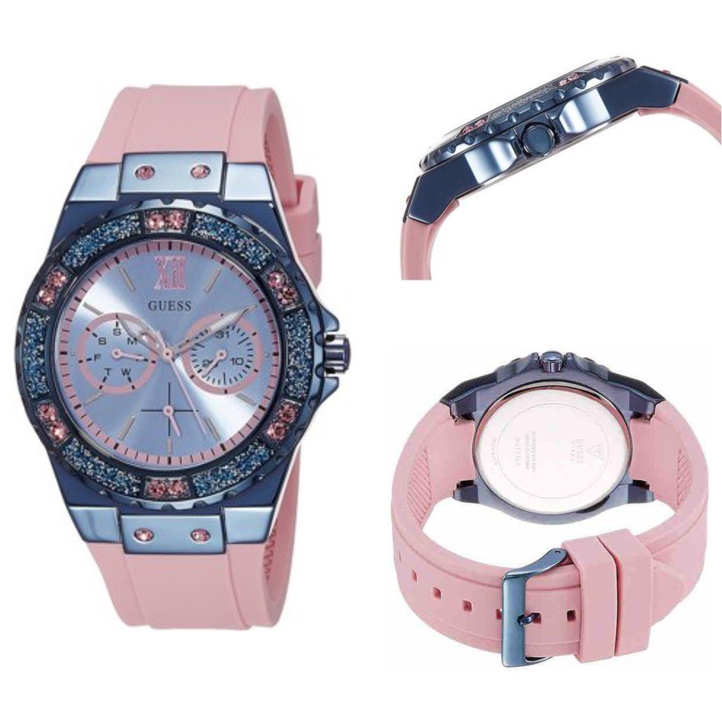 Guess Limelight Blue Dial Pink Rubber Strap Watch For Women - W0775L5 Buy Now By Guess