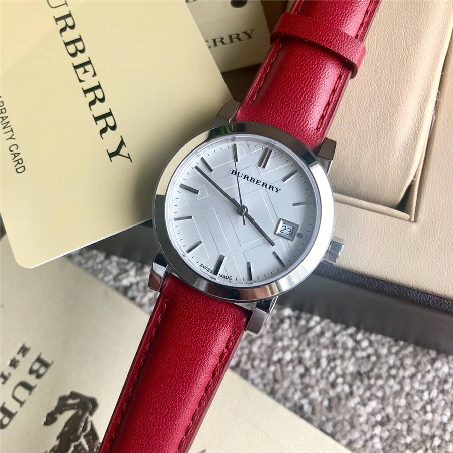 Burberry The City Silver Dial Red Leather Strap Watch for Women - BU9129 Buy Now By Burberry