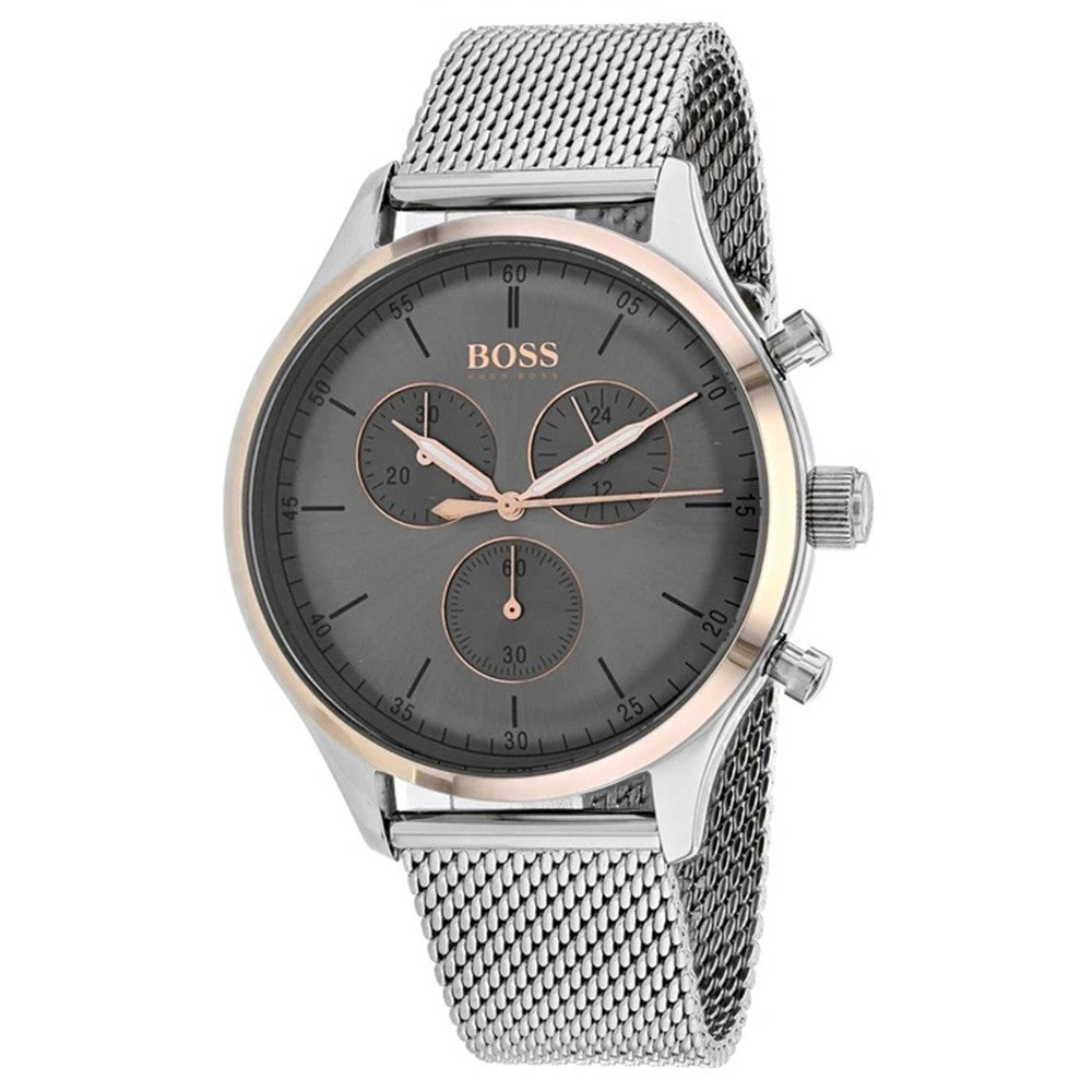 Hugo Boss Companion Chronograph Grey Dial Silver Mesh Bracelet Watch For Men - 1513549 Buy Now By Hugo Boss