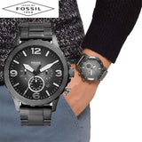 Fossil Nate Chronograph Gunmetal Dial Grey Steel Strap Watch for Men - JR1437 Buy Now By Fossil