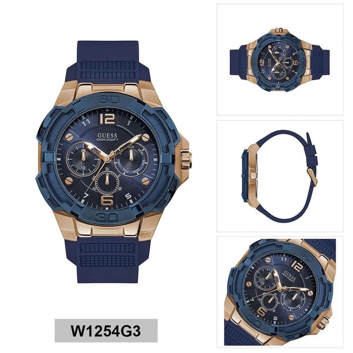 Guess Genesis Quartz Blue Dial Blue Silicone Strap Watch For Men - W1254G3 Buy Now By Guess