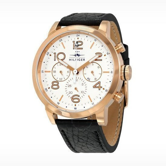 Tommy Hilfiger Jake Multifunction White Dial Black Leather Strap Watch for Men - 1791236 Buy Now By Tommy Hilfiger
