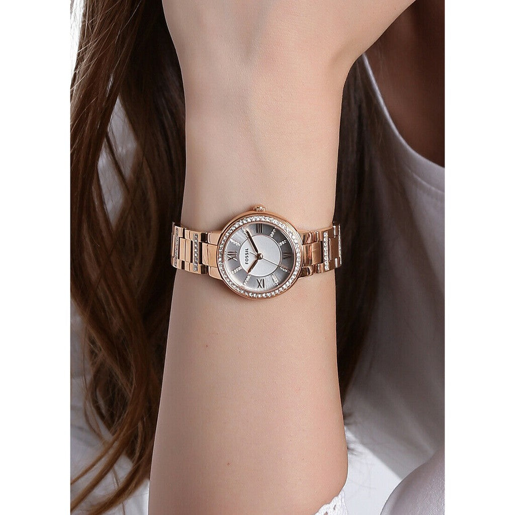 Fossil Virginia White Dial Rose Gold Steel Strap Watch for Women - ES3284 Buy Now By Fossil