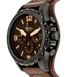 Fossil Nate Chronograph Brown Dial Brown Leather Strap Watch for Men - JR1511 Buy Now By Fossil