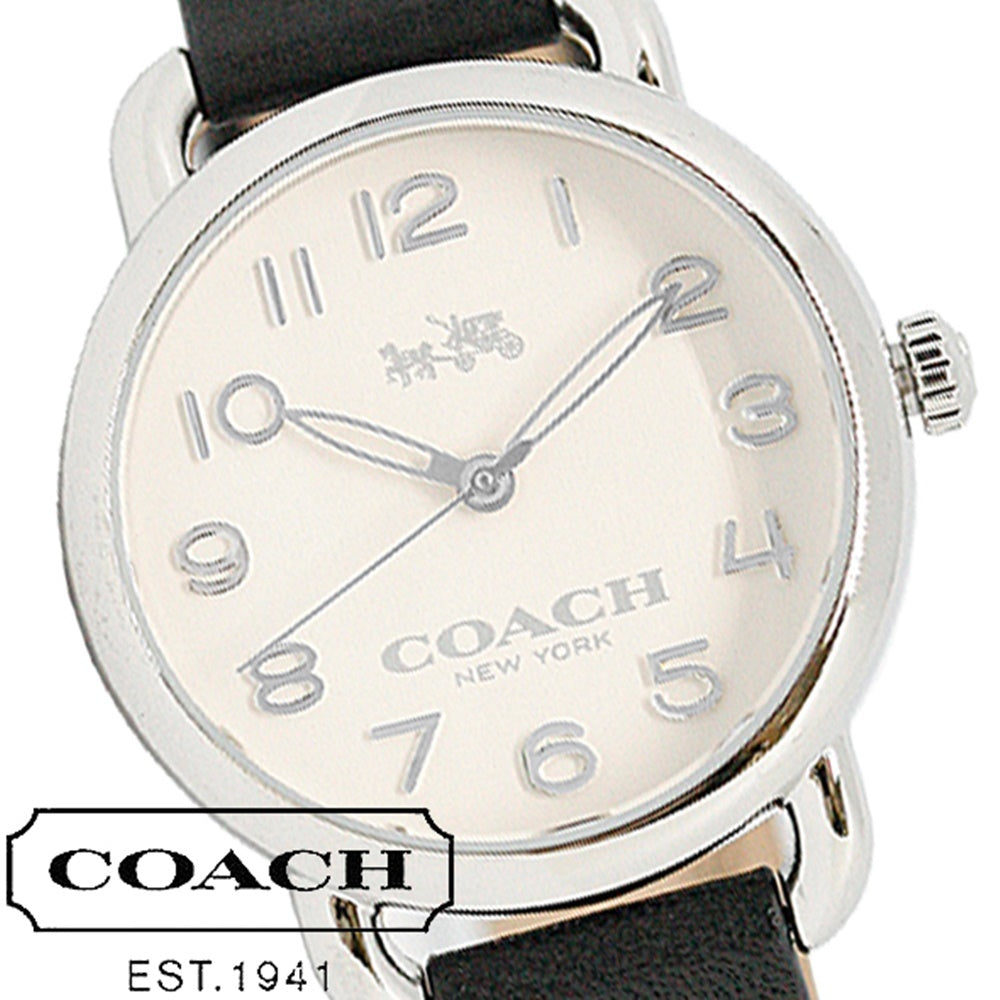 Coach Delancey White Dial Black Leather Strap Watch for Women - 14502714 Buy Now By Coach