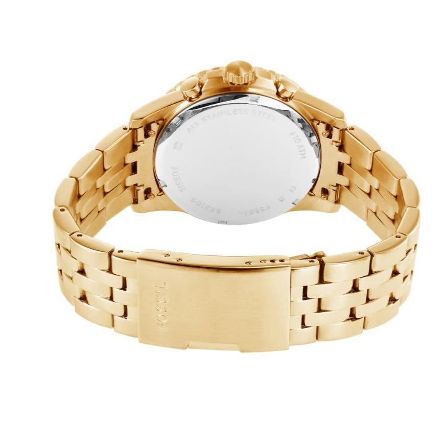 Fossil FB-01 Chronograph Black Dial Gold Steel Strap Watch for Men - FS5836 Buy Now By Fossil