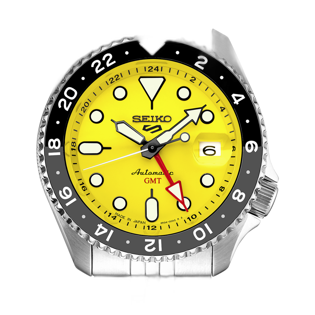 Seiko 5 Sport SKX GMT US Special Creation Automatic Yellow Dial Silver Steel Strap Watch for Men - SSK017K1 Buy Now By Seiko