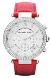 Michael Kors Parker Silver Dial Red Leather Strap Watch for Women - MK2278 Buy Now By Michael Kors