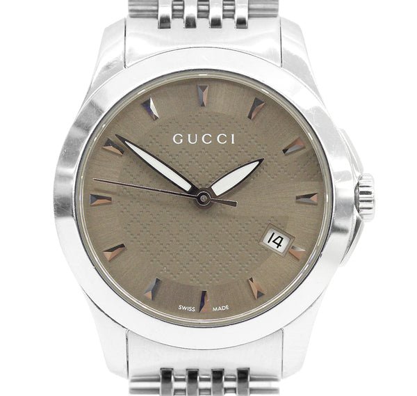 Gucci G Timeless Brown Dial Silver Steel Strap Watch For Women - YA126503 Buy Now By Gucci