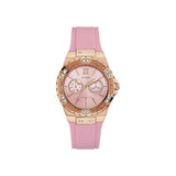 Guess Rose Gold Dial with Diamonds Pink Rubber Strap Watch For Women - W1053L3 Buy Now By Guess