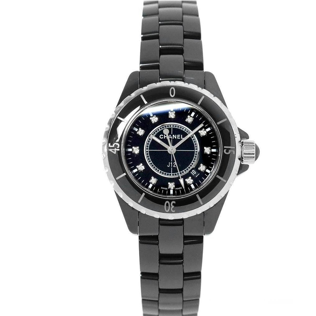Chanel J12 Quartz Diamonds Black Dial Black Steel Strap Watch for Women - J12 H1625 Buy Now By Chanel