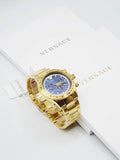 Versace Classic Chronograph Quartz Blue Dial Gold Steel Strap Watch For Men - VEV700619 Buy Now By Versace