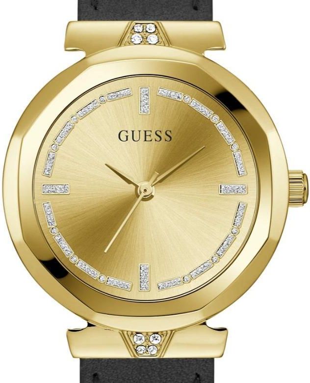 Guess Rumour Quartz Gold Dial Black Leather Strap Watch For Women - GW0689L2 Buy Now By Guess