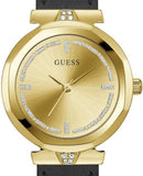 Guess Rumour Quartz Gold Dial Black Leather Strap Watch For Women - GW0689L2 Buy Now By Guess