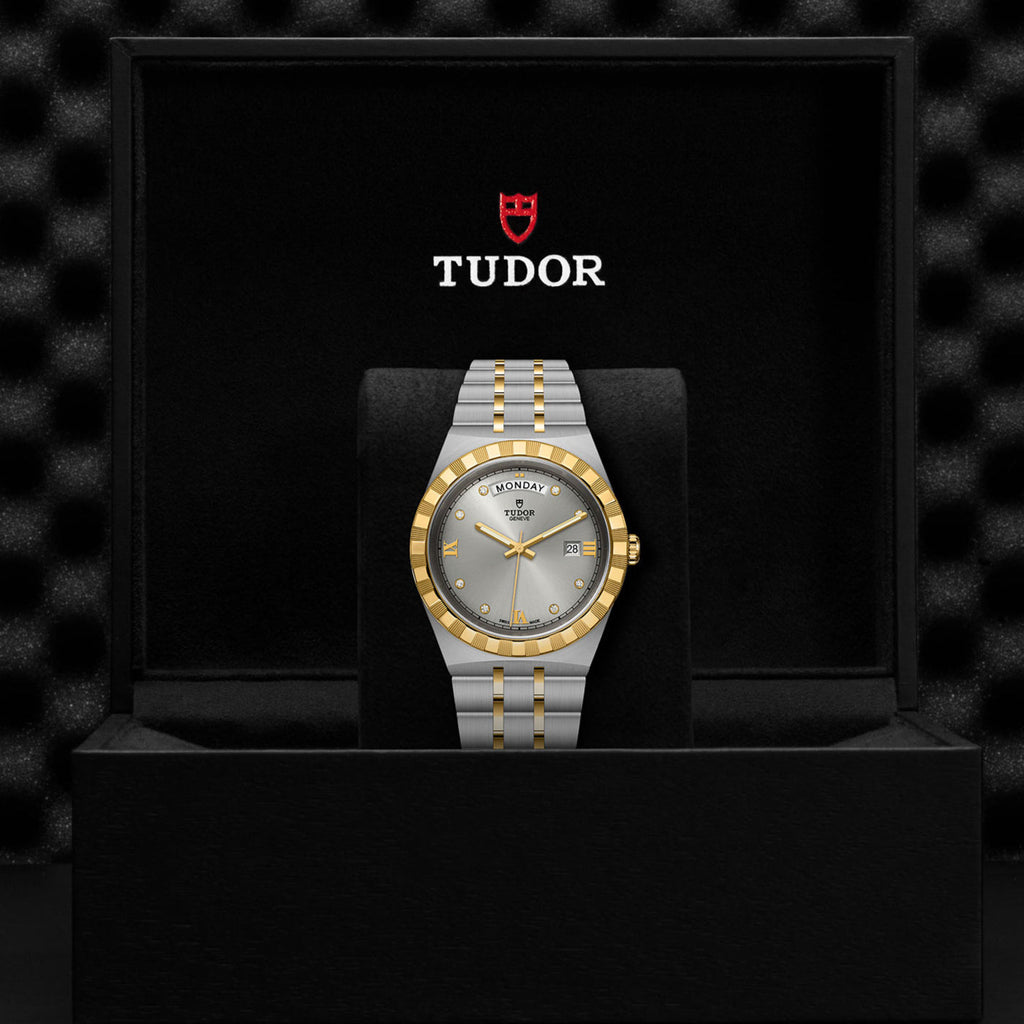 Tudor Royal Diamonds Automatic Grey Dial Two Tone Steel Strap Watch for Men - M28603-0002 Buy Now By Tudor