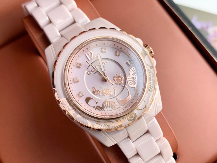 Coach Preston Pink Dial Pink Steel Strap Watch for Women - 14503465 Buy Now By Coach