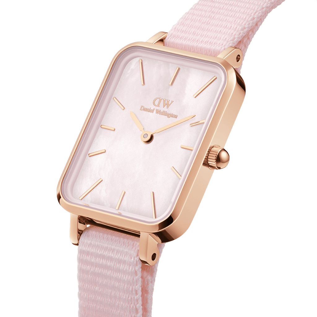 Daniel Wellington Quadro Pressed Mother of Pearl Pink Dial Pink Nylon Strap Watch For Women - DW00100509 Buy Now By Daniel Wellington