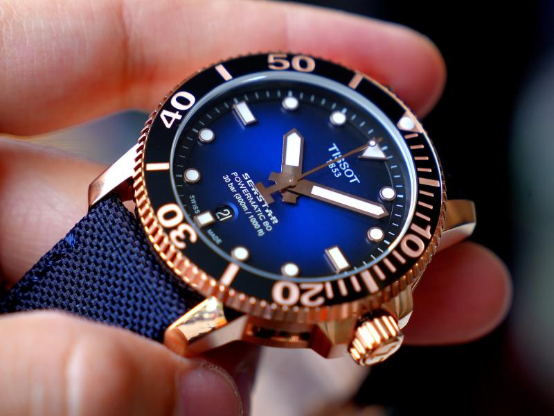 Tissot Seastar 1000 Powermatic 80 Blue Dial Blue Nylon Strap Watch for Men - T120.407.37.041.00 Buy Now By Tissot