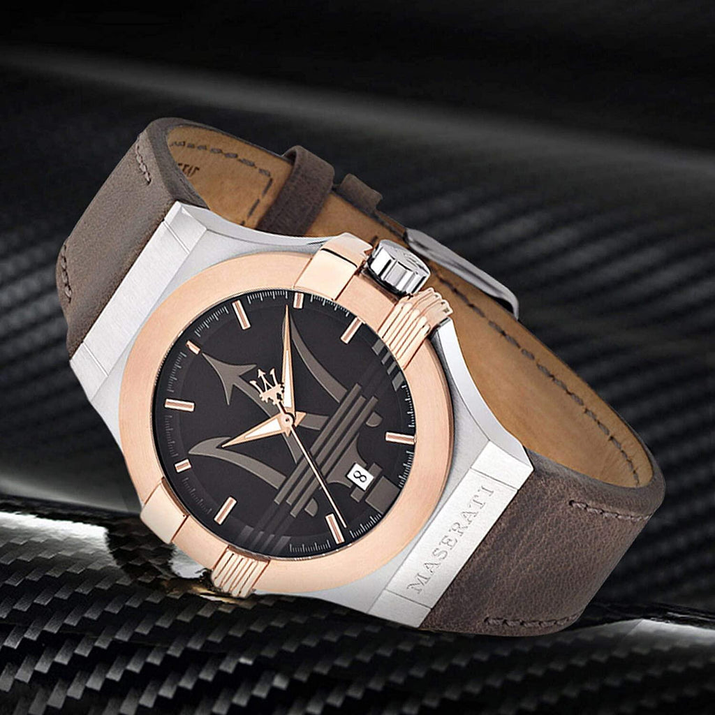 Maserati Potenza Black Dial Brown Leather Strap Watch For Men - R8851108014 Buy Now By Maserati