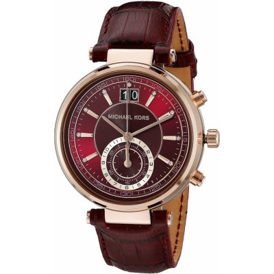 Michael Kors Sawyer Maroon Dial Maroon Leather Strap Watch for Women - MK2426 Buy Now By Michael Kors