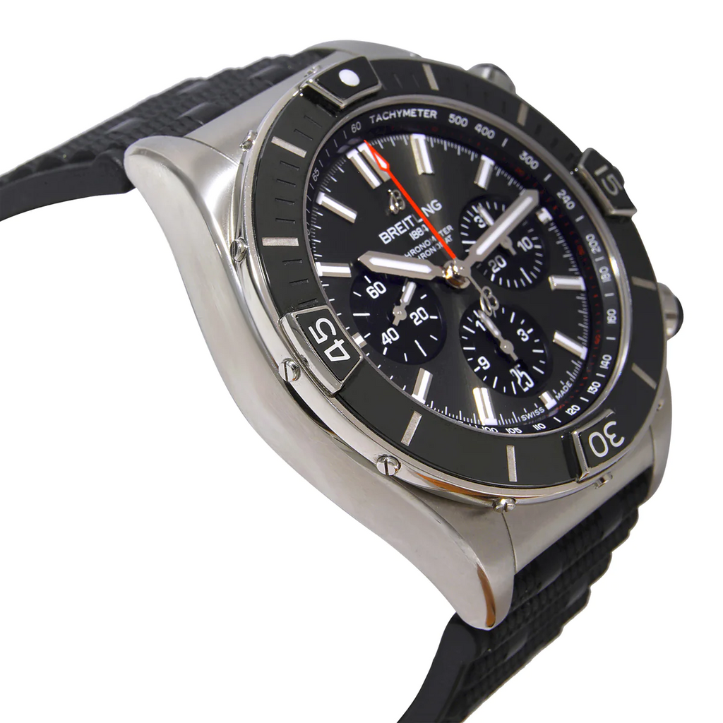 Breitling Super Chronomat B01 44 Black Dial Black Rubber Strap Watch for Men - AB0136251B2S1 Buy Now By Breitling