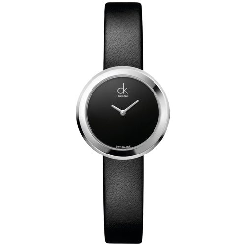Calvin Klein Firm Black Dial Black Leather Strap Watch for Women - K3N231C1 Buy Now By Calvin Klein