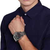 Diesel Mega Chief Chronograph Black Dial Silver Steel Strap Watch For Men - DZ4308 Buy Now By Diesel