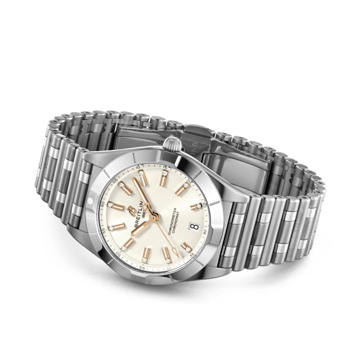 Breitling Chronomat 32 Diamonds White Dial Silver Steel Strap Watch for Women - A77310101A3A1 Buy Now By Breitling