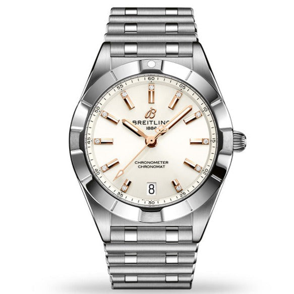 Breitling Chronomat 32 Diamonds White Dial Silver Steel Strap Watch for Women - A77310101A3A1 Buy Now By Breitling