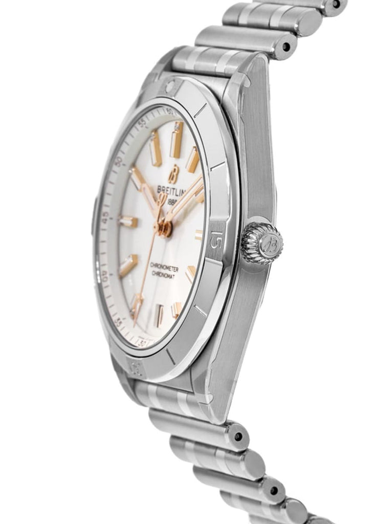 Breitling Chronomat 32 Diamonds White Dial Silver Steel Strap Watch for Women - A77310101A3A1 Buy Now By Breitling