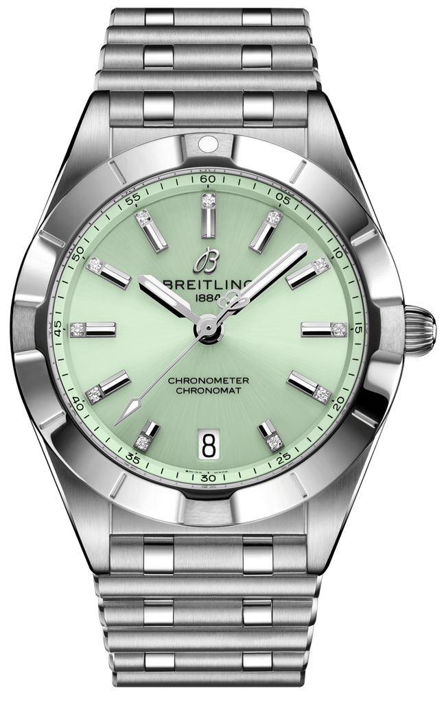 Breitling Chronomat 32 Diamonds Green Dial Silver Steel Strap Watch for Women - A77310101L1A1 Buy Now By Breitling