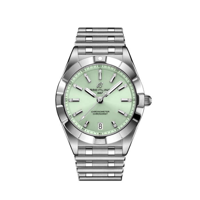 Breitling Chronomat 32 Diamonds Green Dial Silver Steel Strap Watch for Women - A77310101L1A1 Buy Now By Breitling