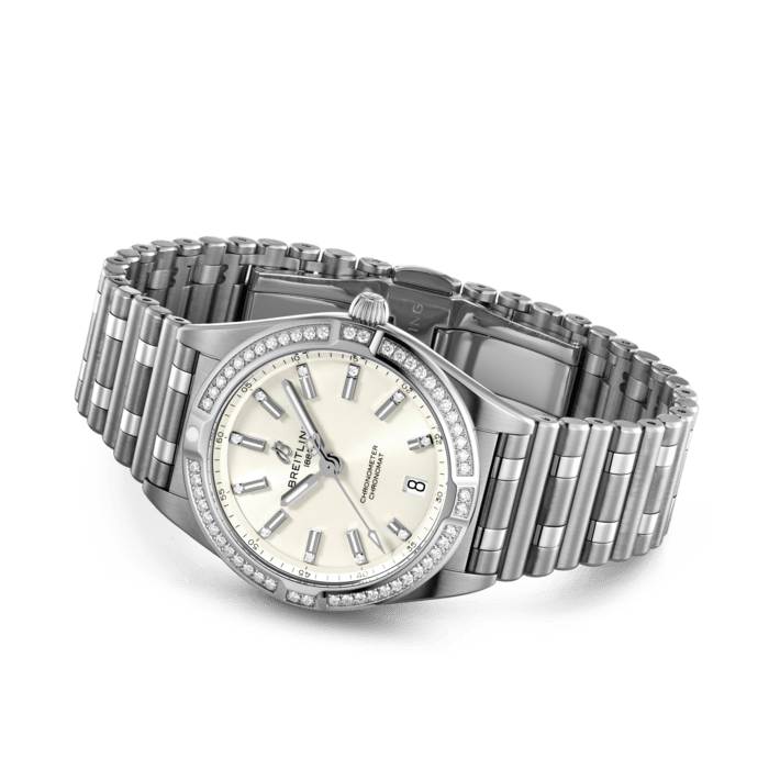 Breitling Chronomat 32 Diamonds White Dial Silver Steel Strap Watch for Women - A77310591A1A1 Buy Now By Breitling