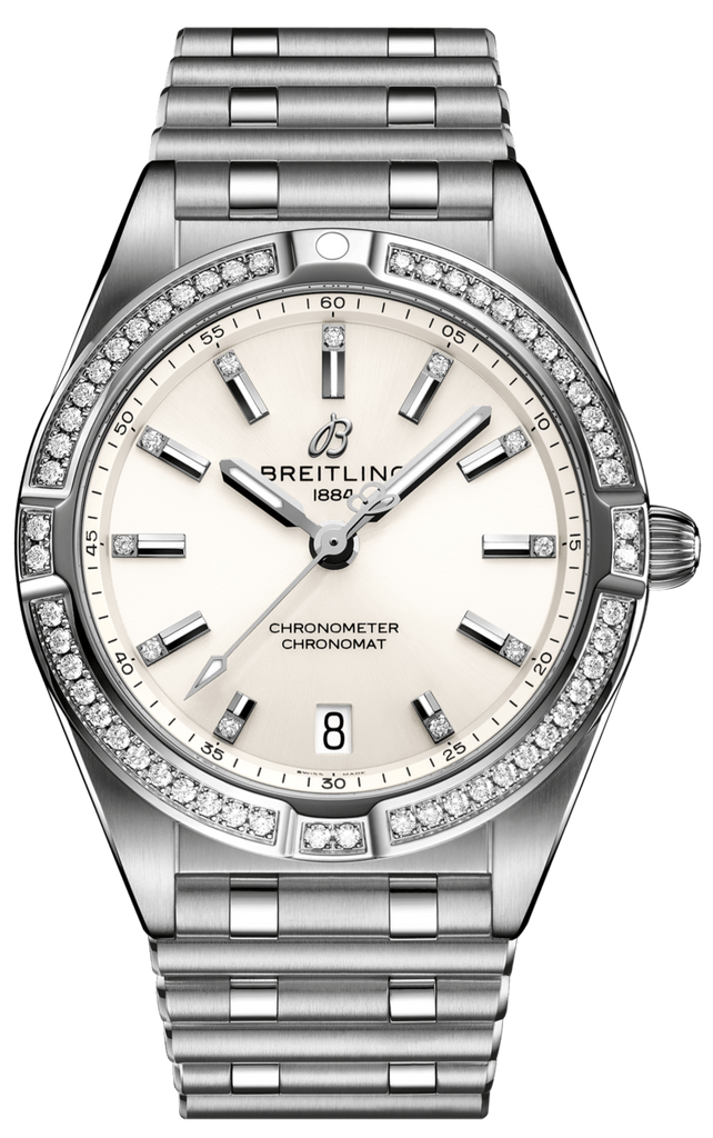 Breitling Chronomat 32 Diamonds White Dial Silver Steel Strap Watch for Women - A77310591A1A1 Buy Now By Breitling