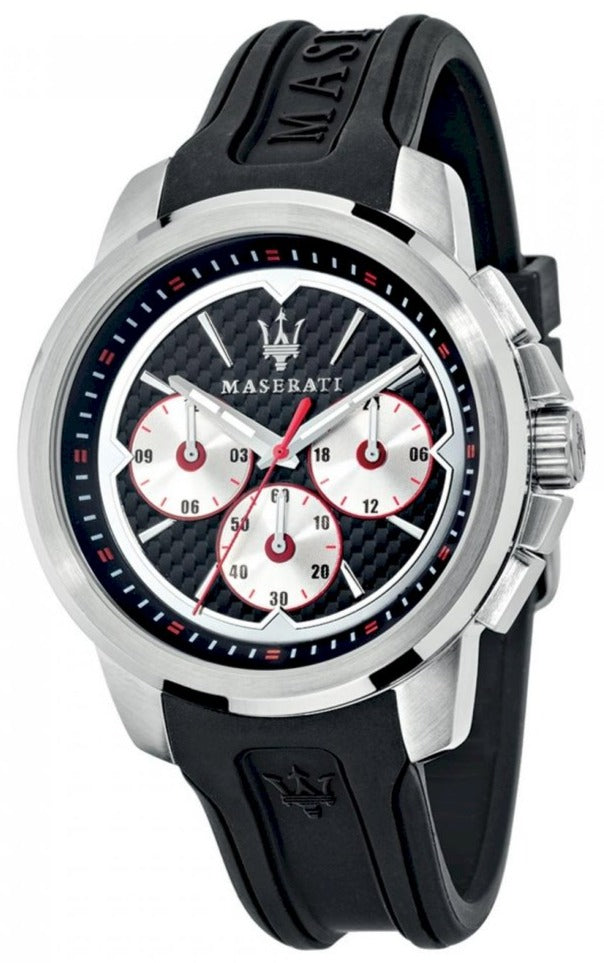 Maserati SFIDA Chronograph Black Silver Dial Black Rubber Strap Watch For Men - R8851123001 Buy Now By Maserati