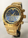 Versace Classic Chronograph Quartz Blue Dial Gold Steel Strap Watch For Men - VEV700619 Buy Now By Versace