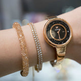 Swarovski Crystalline Pure Black Dial Rose Gold Steel Strap Watch for Women - 5295334 Buy Now By Swarovski